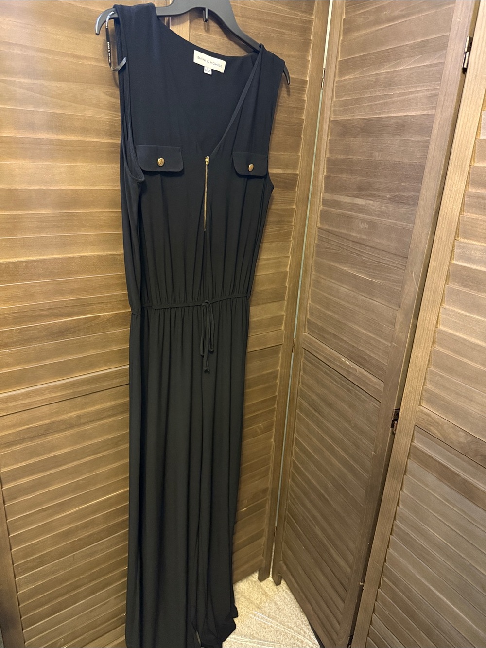 EMMA & MICHELE Black Sleeveless Zip-Front Blazer-Style Jumpsuit